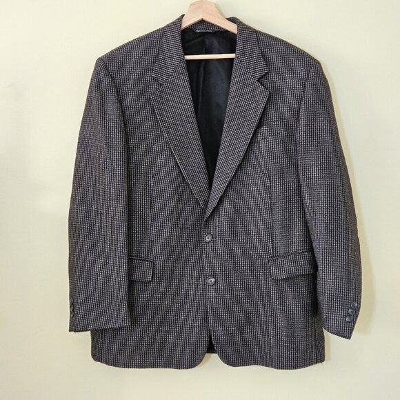Savile Row Blazer Men US 46 Brown Tweed Wool Alpaca Lined 2B Ventless Vtg FLAWS - Picture 1 of 16